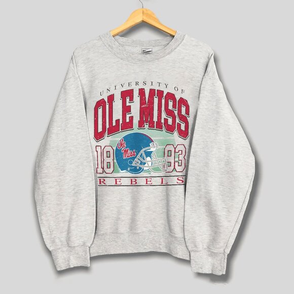 Vintage Ole Miss Rebels Football Sweatshirt, Retro Ole Miss Rebels NFL Shirt Tee - Picture 1 of 2